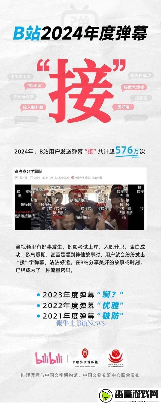 b站年度弹幕“接”出炉-用户共迎好运超576万次